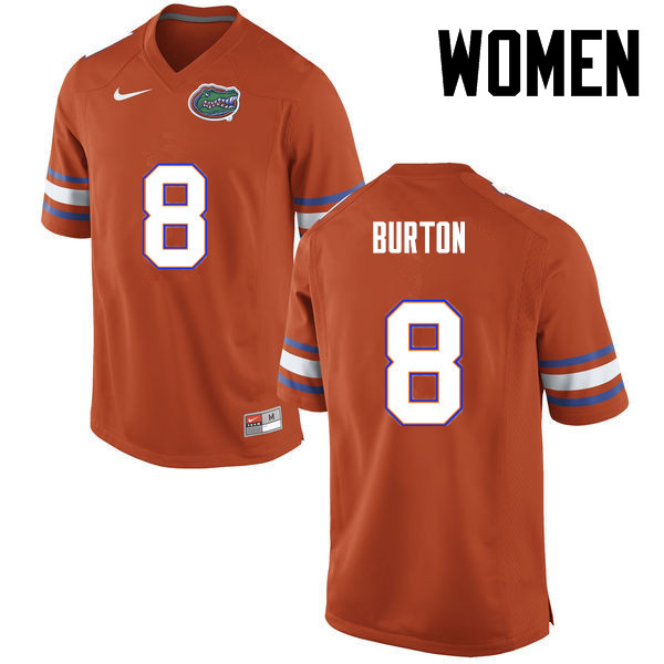 Women Florida Gators #8 Trey Burton College Football Jerseys-Orange - Click Image to Close